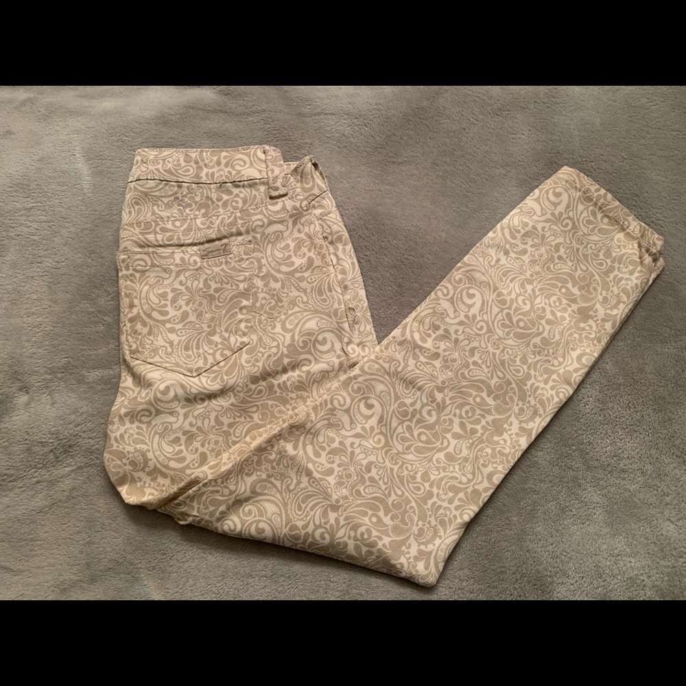 Seven7 beige pattern skinny jeans